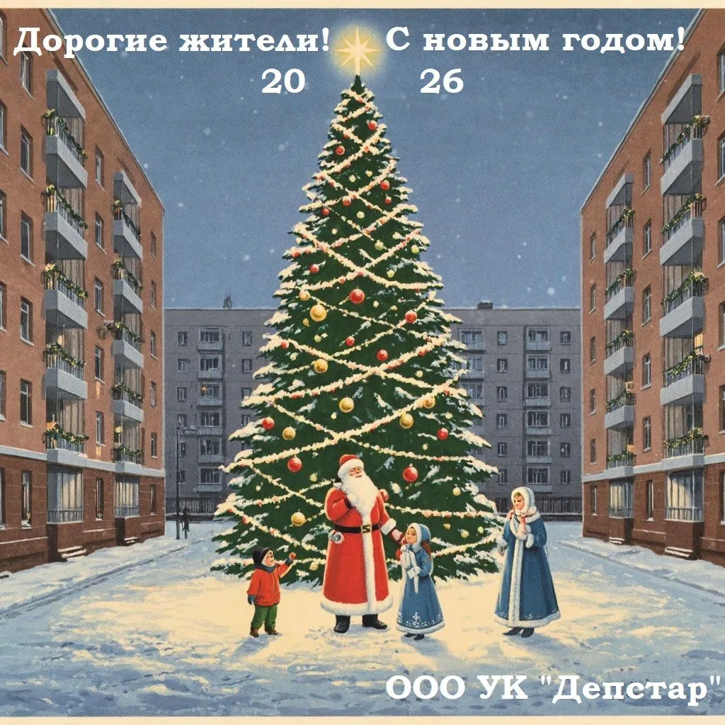 Дорогие жители!
От имени коллектива ООО УК «Депстар» сердечно поздравляем Вас с наступающим Новым го