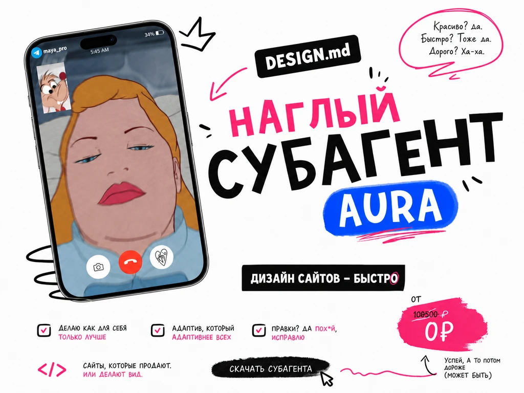AURA ПИРОЖКОВАЯ - опасный нейросетевой субагент со всеми инструментами быстрого создания дизайна и с