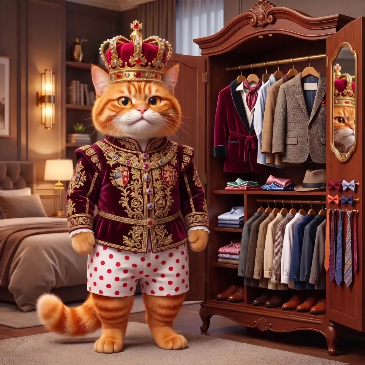 👑 КВЕСТ: МЕГА-ГАРДЕРОБ КОЛБАСА!🐱

Ого! Теперь наш Шеф в золотой короне и роскошном королевском кам