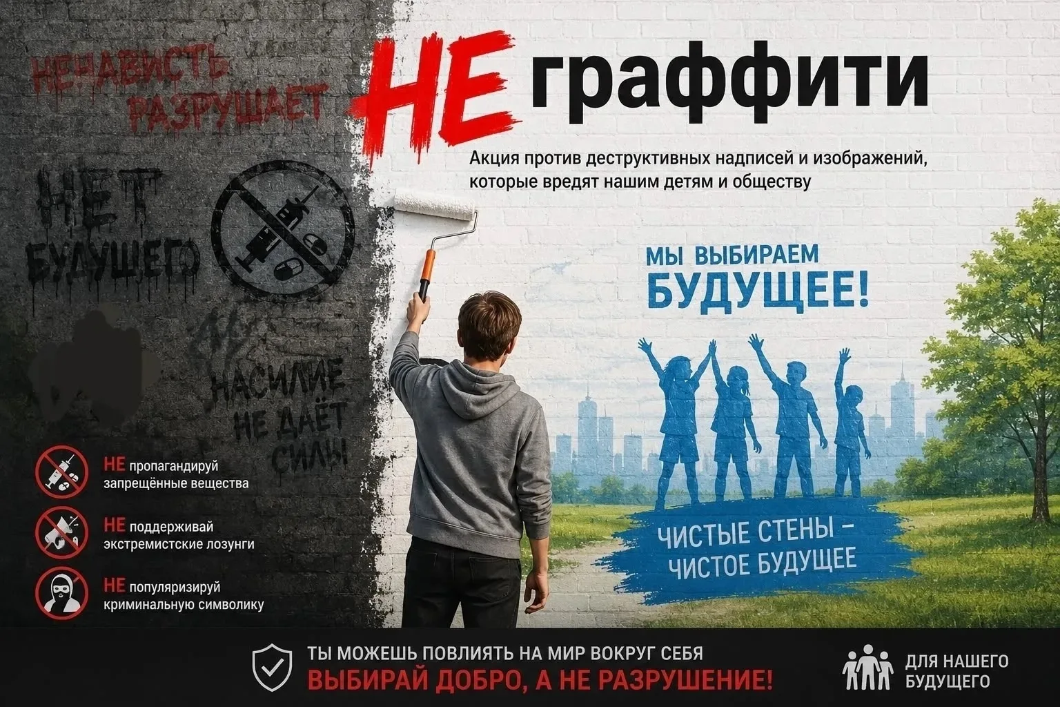 🇷🇺 Молодёжная акция «НЕ граффити»

Акция направленная на профилактику распространения среди подрос