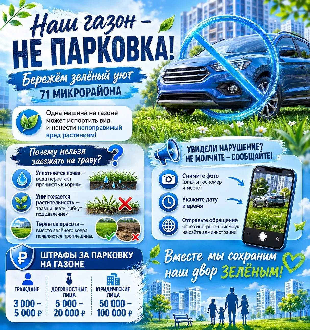 🌱 Наш газон — не парковка Бережём зелёный уют 71 микрорайона 🌿

Друзья, давайте честно: всем нам х