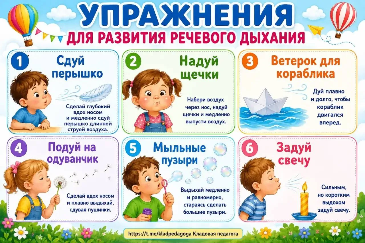 Упражнения для развития речевого дыхания ко Всемирному дню ветра 🌬️
Кладовая педагога✨
Жмите подпис