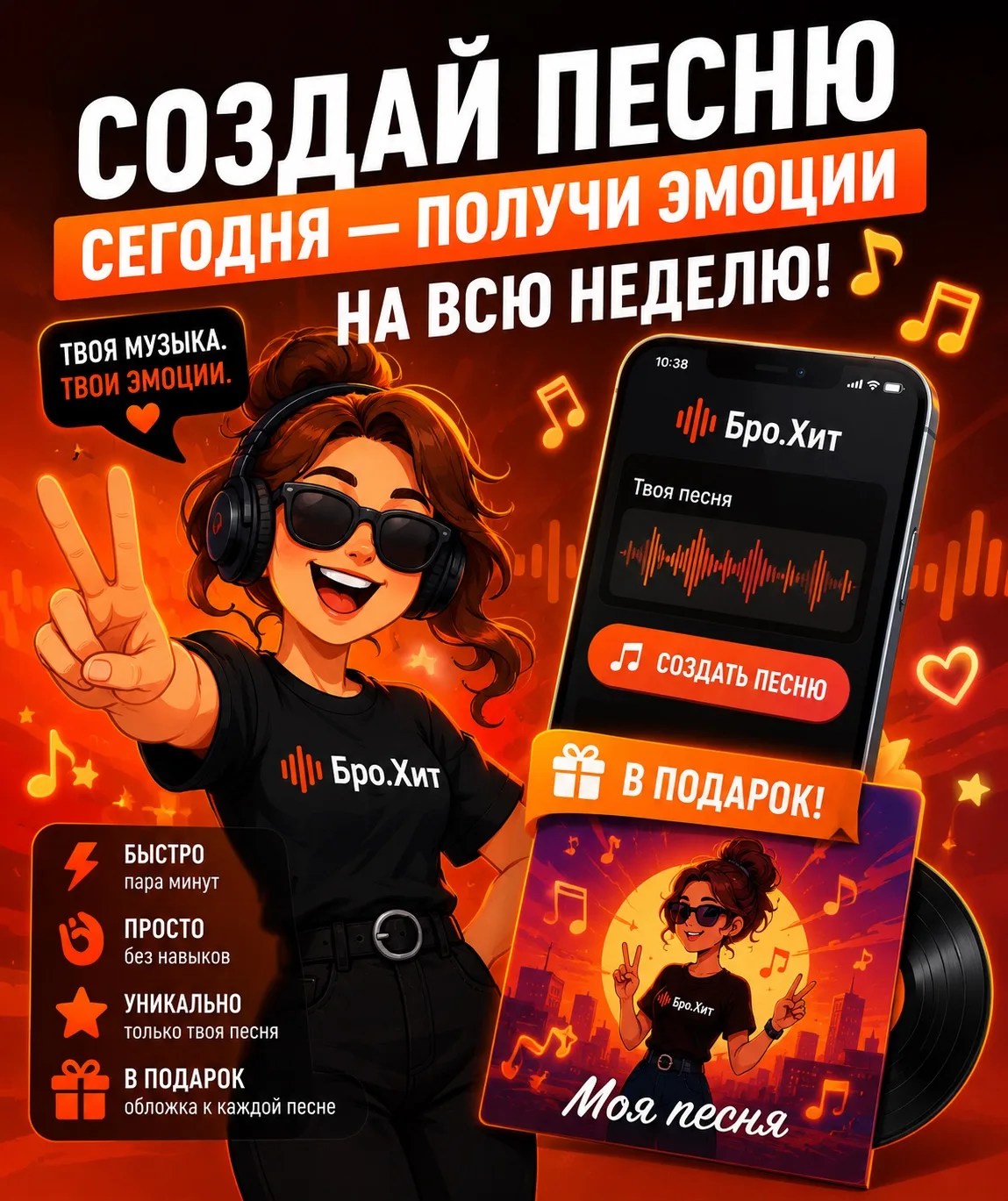 🎵 Воскресенье — идеальное время создать песню на Бро.Хит и зарядиться эмоциями на всю неделю 👉 СОЗ