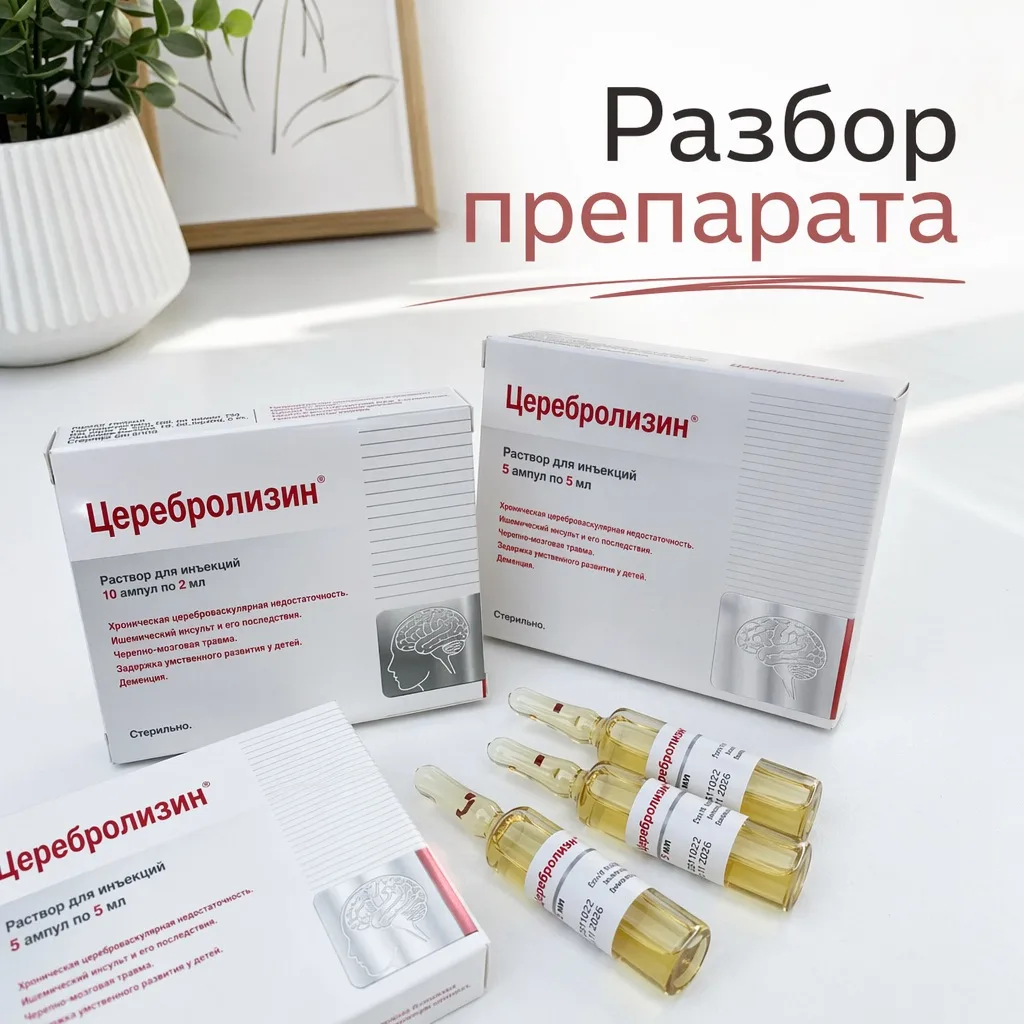 Церебролизин часто назначают при инсульте, когнитивных нарушениях, деменции, последствиях черепно-мо