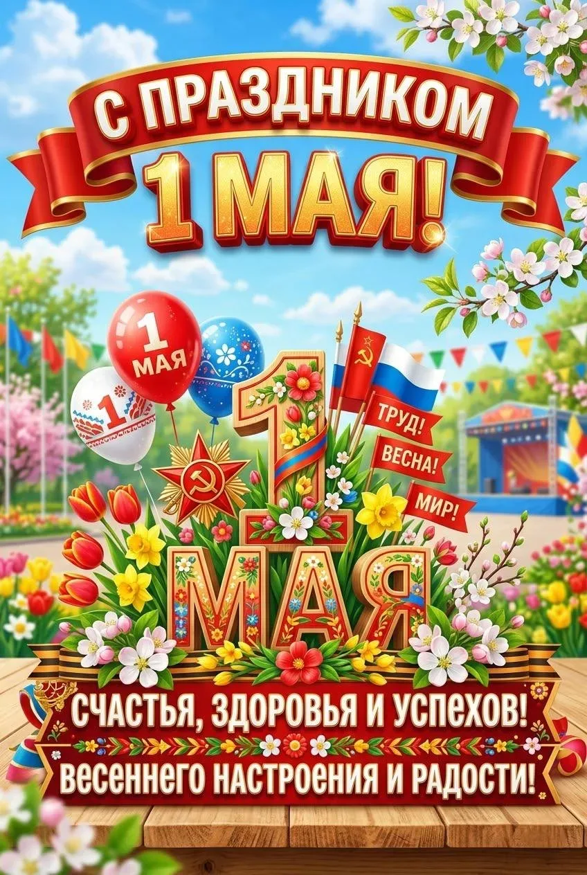 С Первомаем поздравляем! 🎉 С Праздником Весны и Труда! 🌸Желаем долгих веселых праздников и легких 