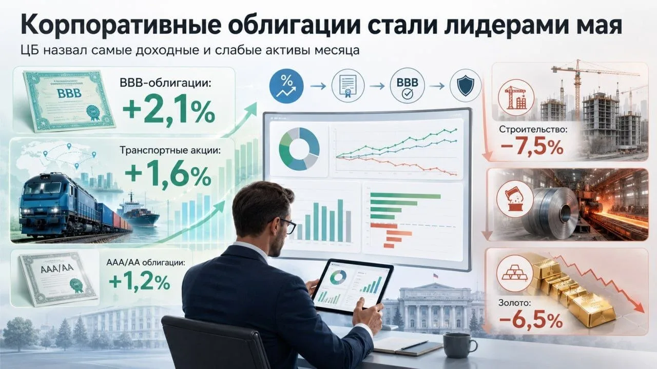 В Банке России назвали самые доходные активы по итогам мая. Первенство держат корпоративные облигаци