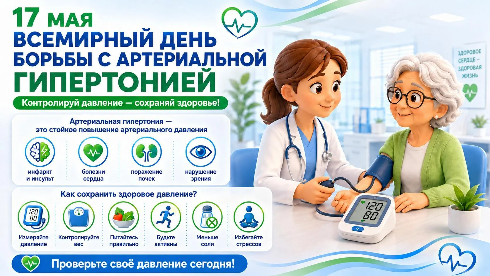 11-17 мая 2026 г. - Неделя борьбы с артериальной гипертонией и приверженности назначенной врачом тер