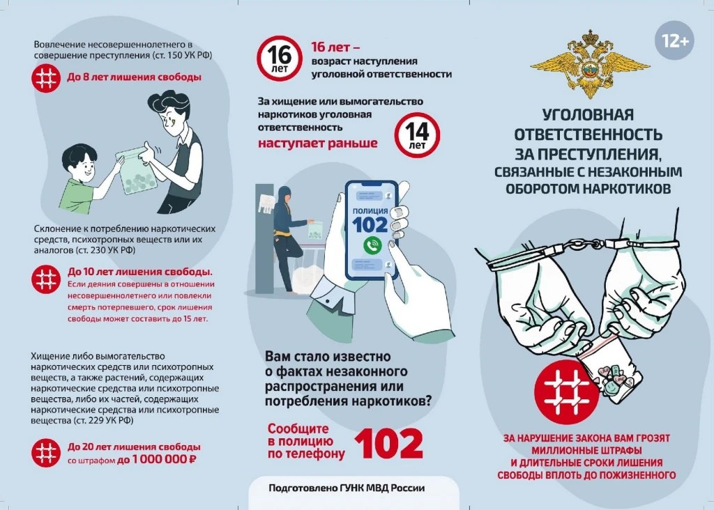 Памятка "Уголовная ответственность за преступления, связанные с незаконным оборотом наркотиков"