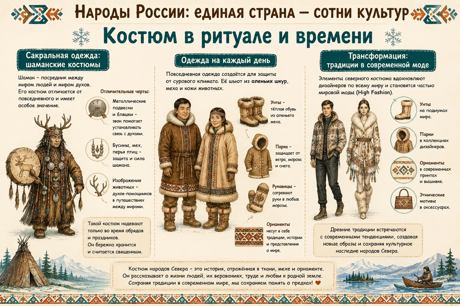 🇷🇺 Народы России: единая страна — сотни культур
👘 Костюм в ритуале и времени
Традиционная одежда 