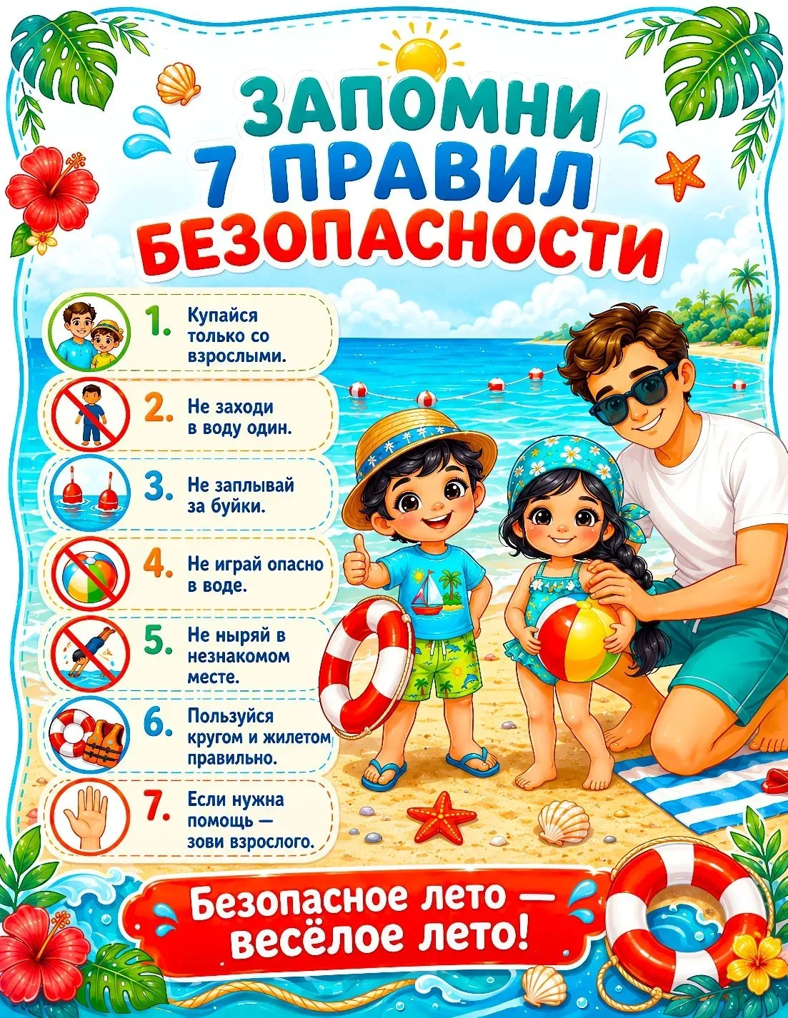 🌊☀️ Безопасное лето — весёлое лето! Памятка для родителей и детей

Уважаемые родители!

Лето — это 