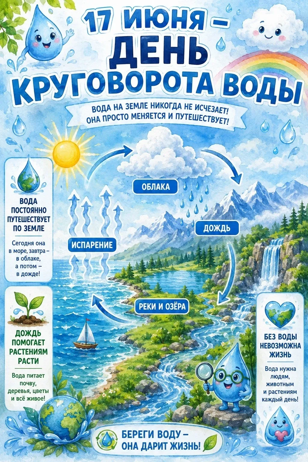 💧 17 июня в МБДОУ N7 «Колокольчик» прошло познавательное занятие, посвящённое Дню круговорота воды 