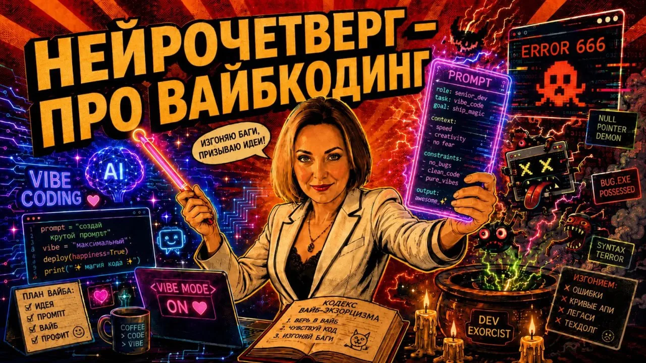 Сегодня в эфире: ВАЙБКОДИНГ.
  
Это когда вы не сидите в коде с лицом «мама, я случайно поступил(-а)