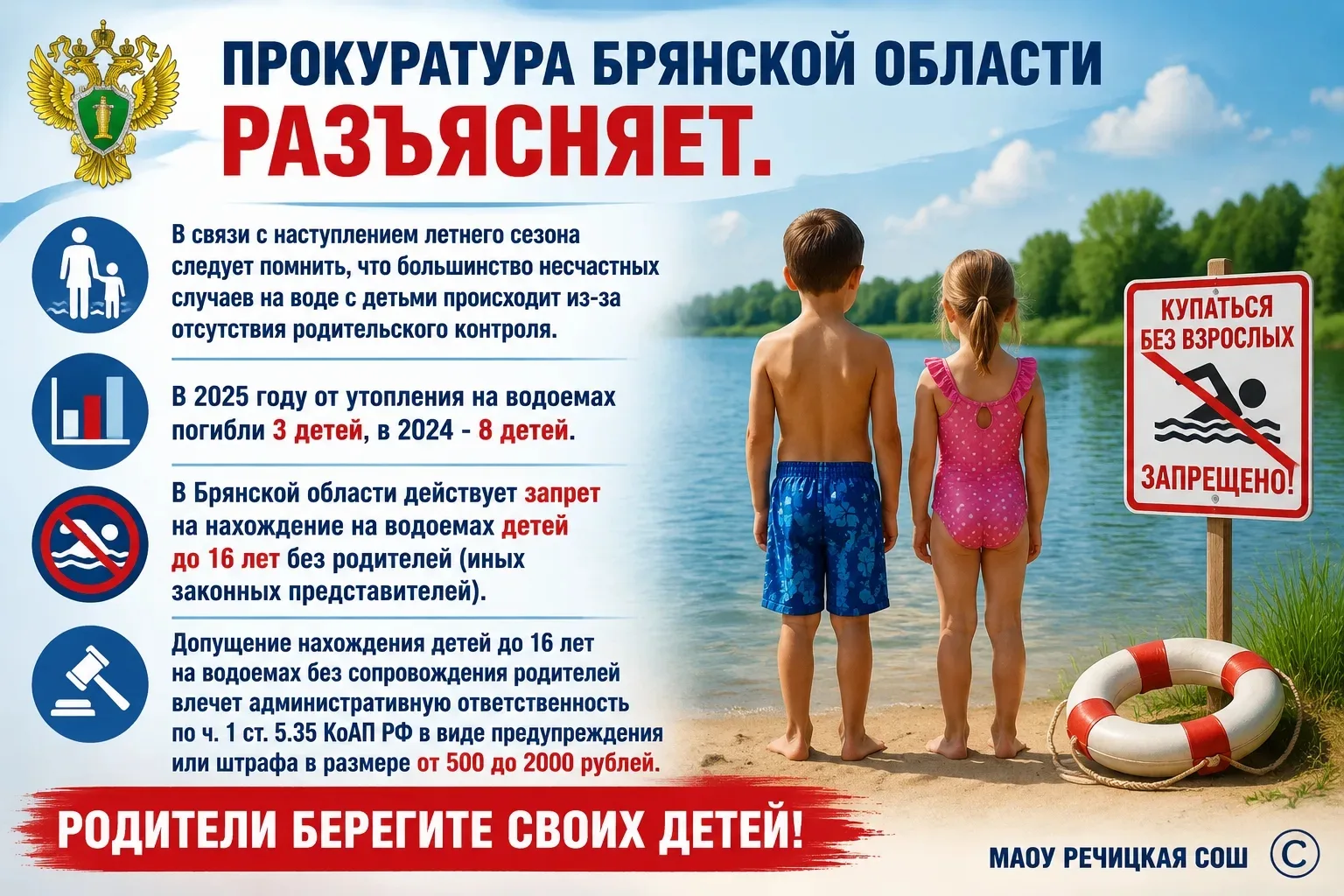 ПРОКУРАТУРА БРЯНСКОЙ ОБЛАСТИ РАЗЪЯСНЯЕТ.

❗В связи с наступлением летнего сезона следует помнить, чт