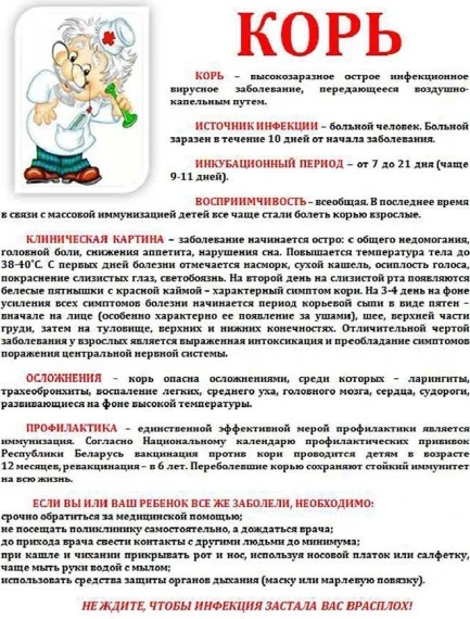 Памятка для родителей «Профилактика кори»

Корь – это вирусная инфекция, для которой характерна очен