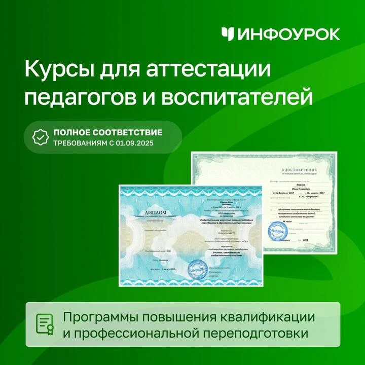 📌 С 1 сентября 2025 года действуют новые требования к курсам педагогов. До обучения проверьте тему,