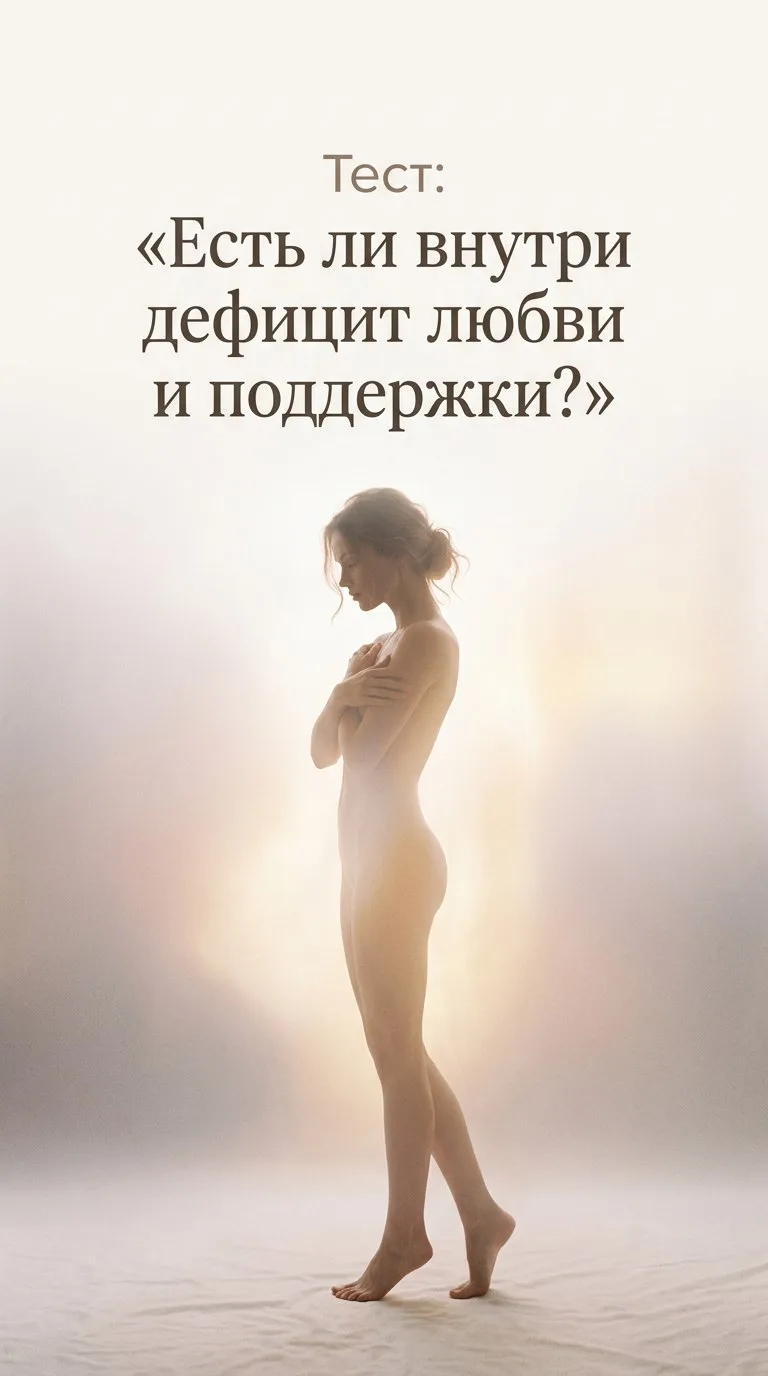 ТЕСТ:

"ЕСТЬ ЛИ У ВАС ВНУТРИ, ДЕФИЦИТ 
ЛЮБВИ И ПОДДЕРЖКИ"

Помним, что тест не ставит диагнозов, он 