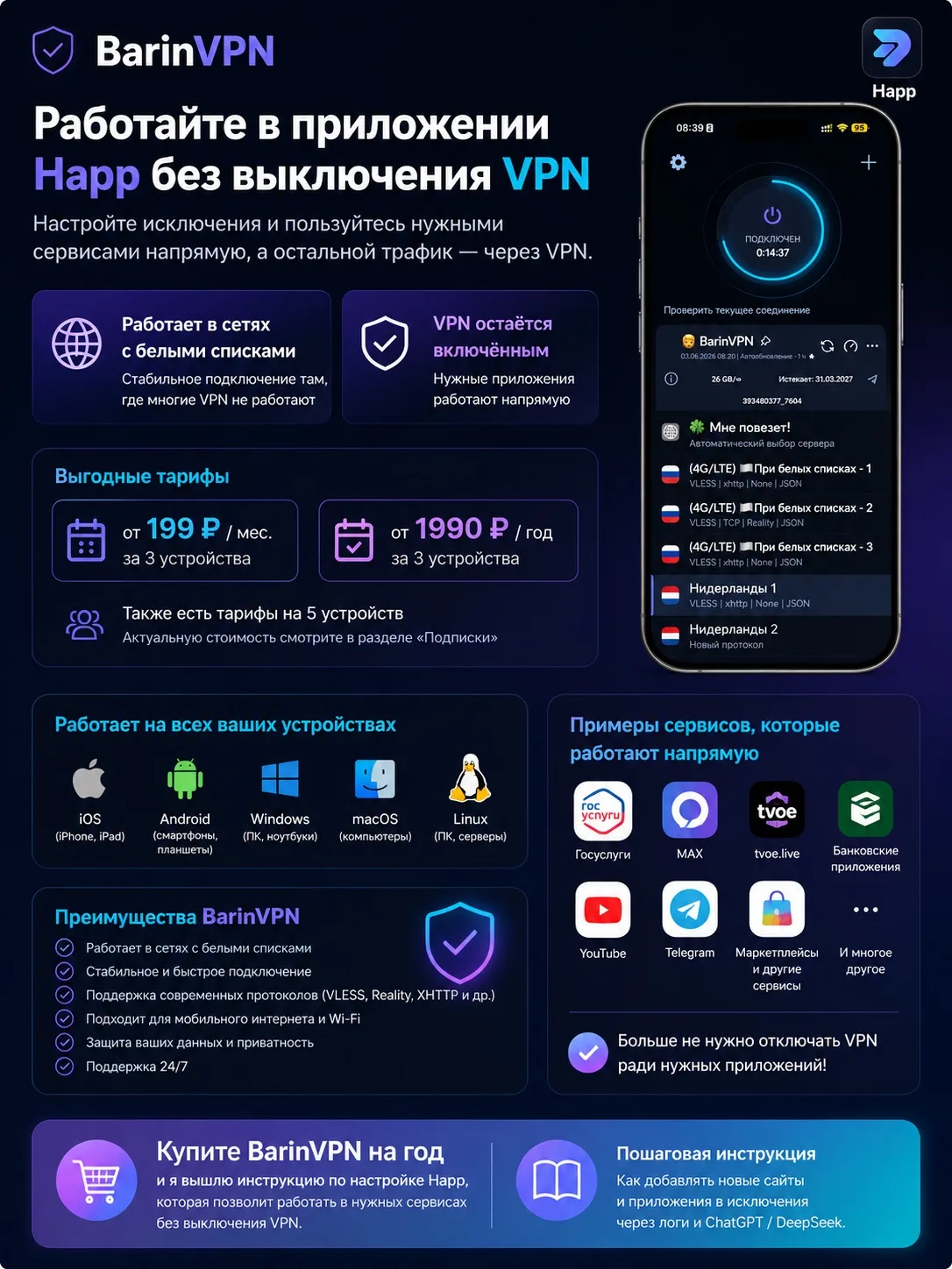 Устали включать и выключать ВПН? Пишите мне 89104115577