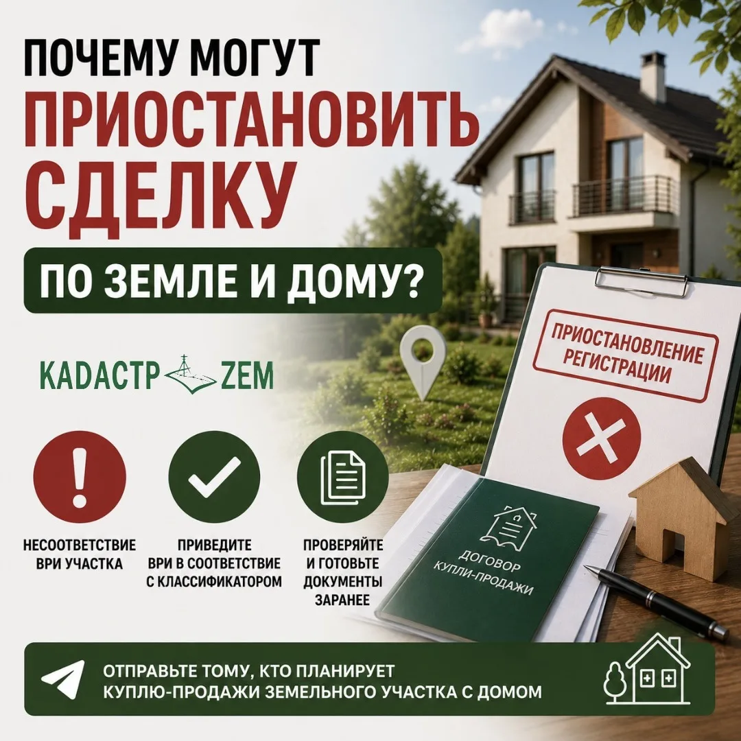 🛑 Недавно обратился клиент с приостановлением в регистрации права собственности на земельный участо