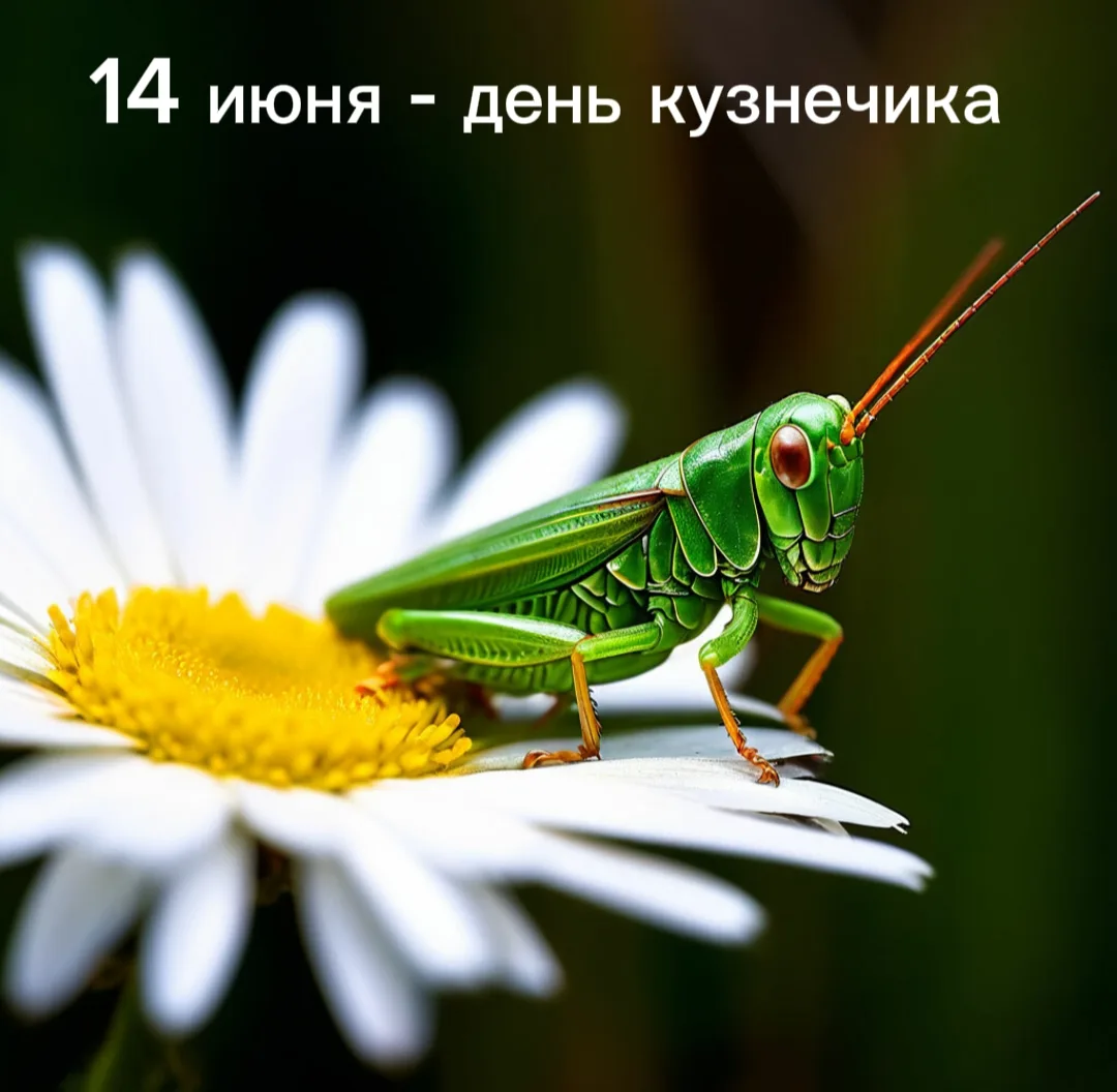 14 июня - день кузнечика!

Кто там прыгает в траве 
Прямо на руку ко мне? Прыг-скок, прыг-скок, 
Как