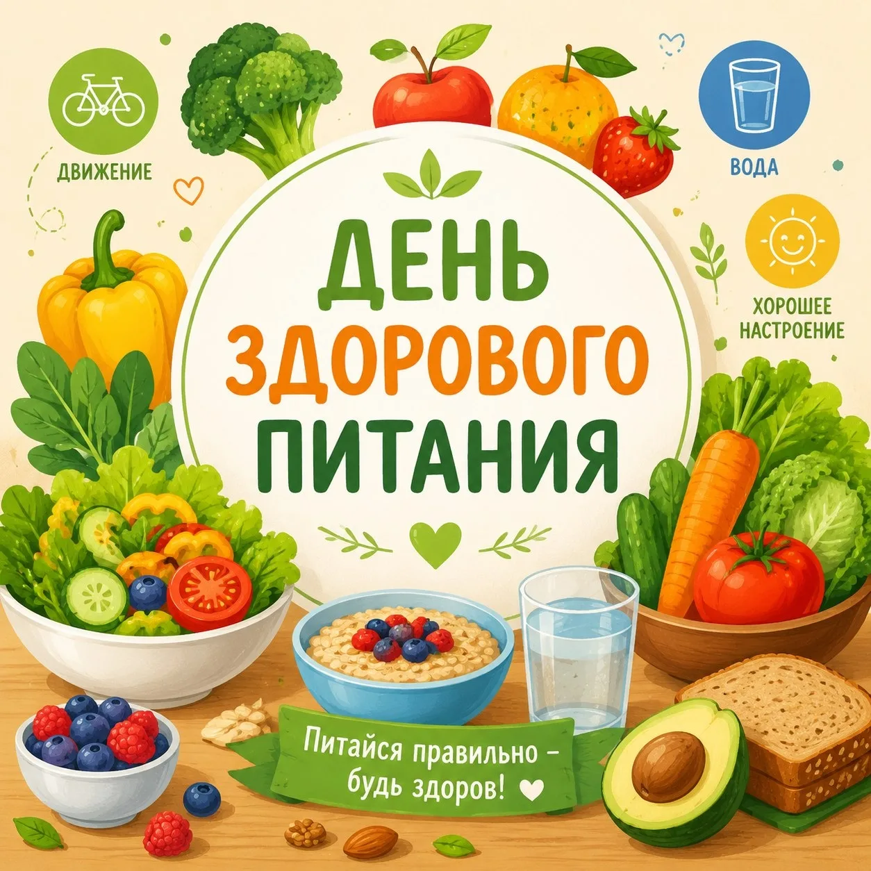 🌱🥗 С Днем здорового питания! 🥗🌱

Сегодня важный день, посвященный заботе о нашем здоровье и благ