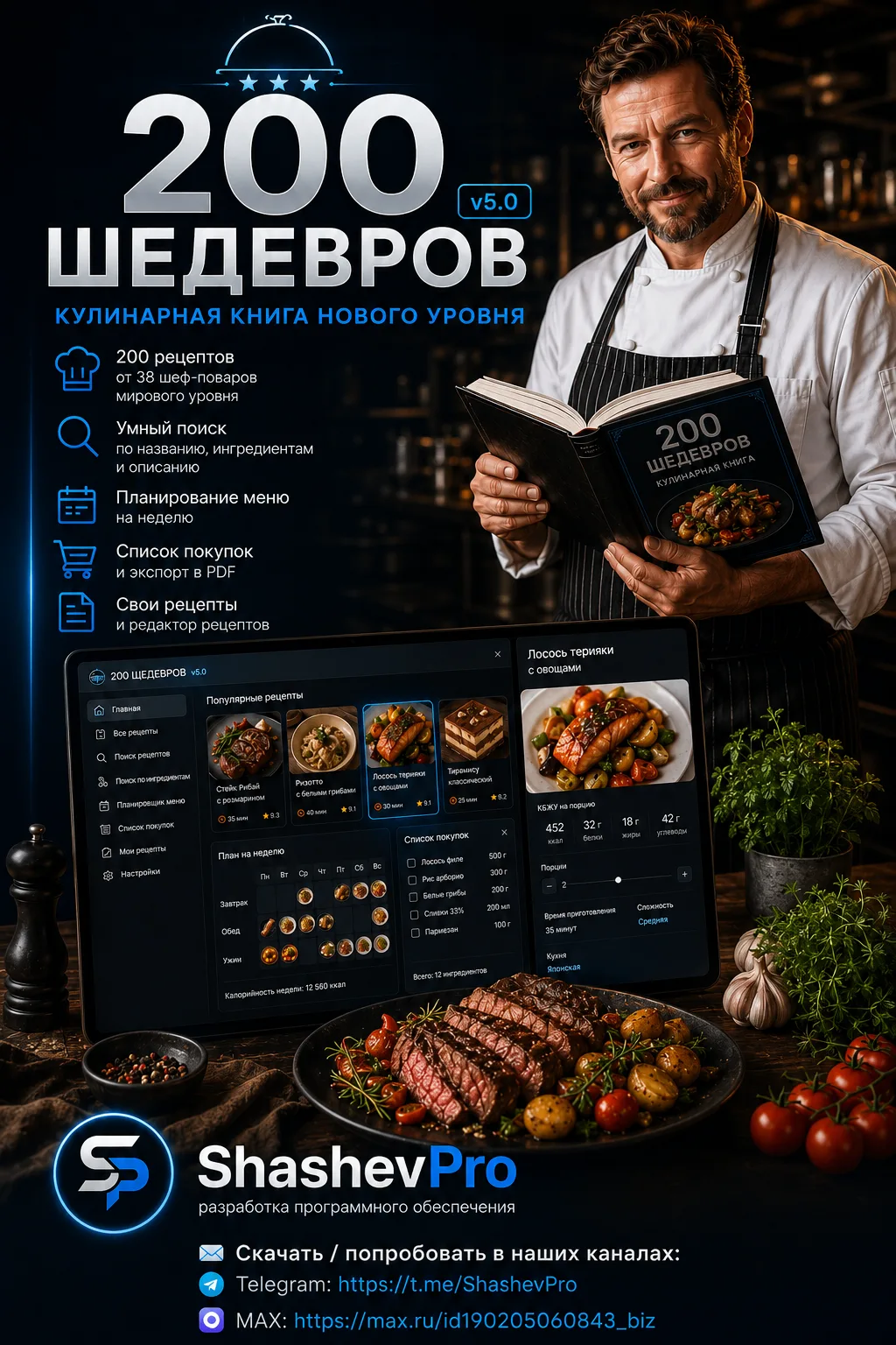 🍽️🔥 200 ШЕДЕВРОВ v5.0 — кулинарная книга нового уровня для Windows 🔥🍽️Представляю свою новую раз