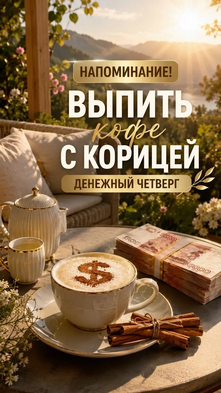 НАПОМИНАЛКА
Денежный четверг

наливаем кофе с корицей ☕️ 
и идём покорять этот мир. 

Завтра расскаж