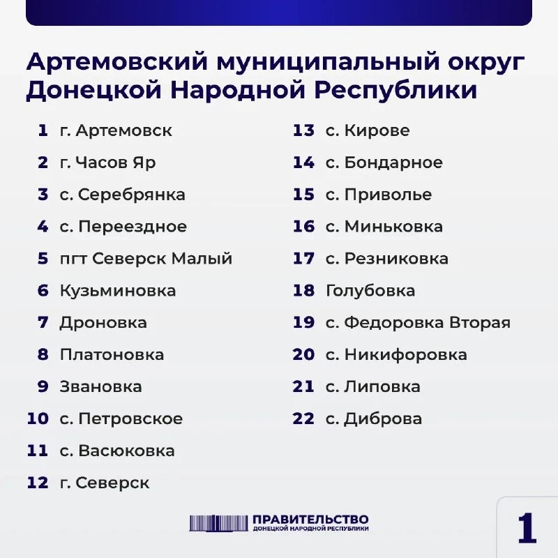 Список освобожденных населенных пунктов с упрощенным порядком оформления компенсации за утраченное ж