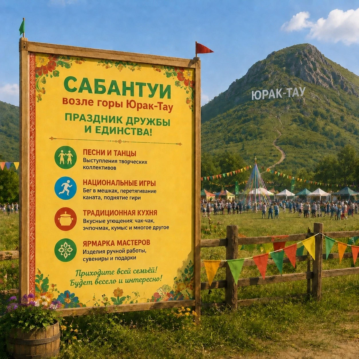 Дорогие друзья!

Готовимся к главному празднику лета! Сабантуй-2026 пройдет 12 июня у подножия велич