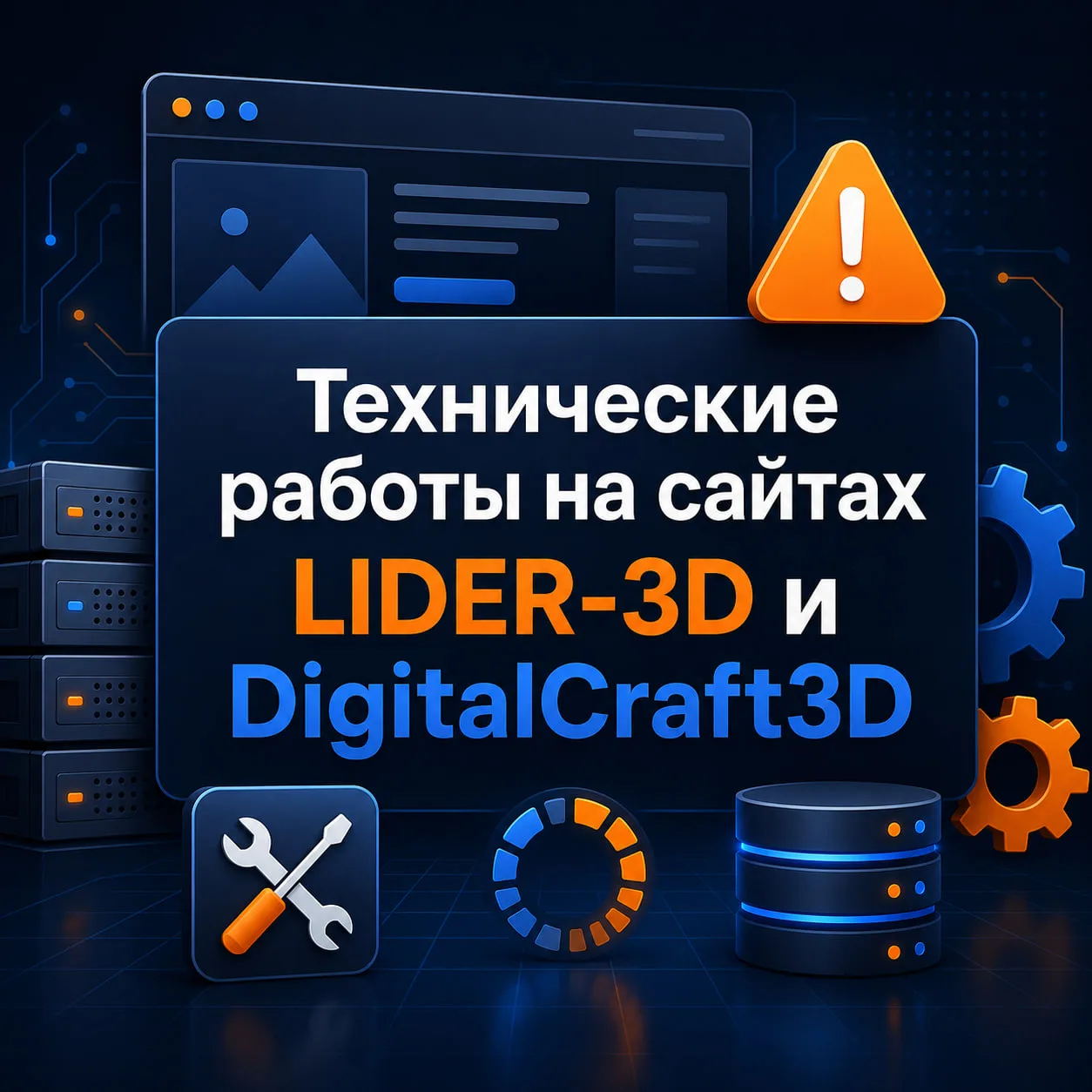 ⚙️Друзья! Сегодня на наших сайтах LIDER-3D и DigitalCraft3D продолжаются технические работы!

Сайты 