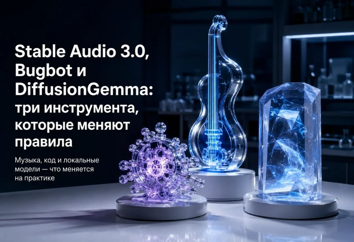 Stable Audio 3.0, Bugbot и DiffusionGemma: три релиза, которые реально меняют правила

Эта неделя вы