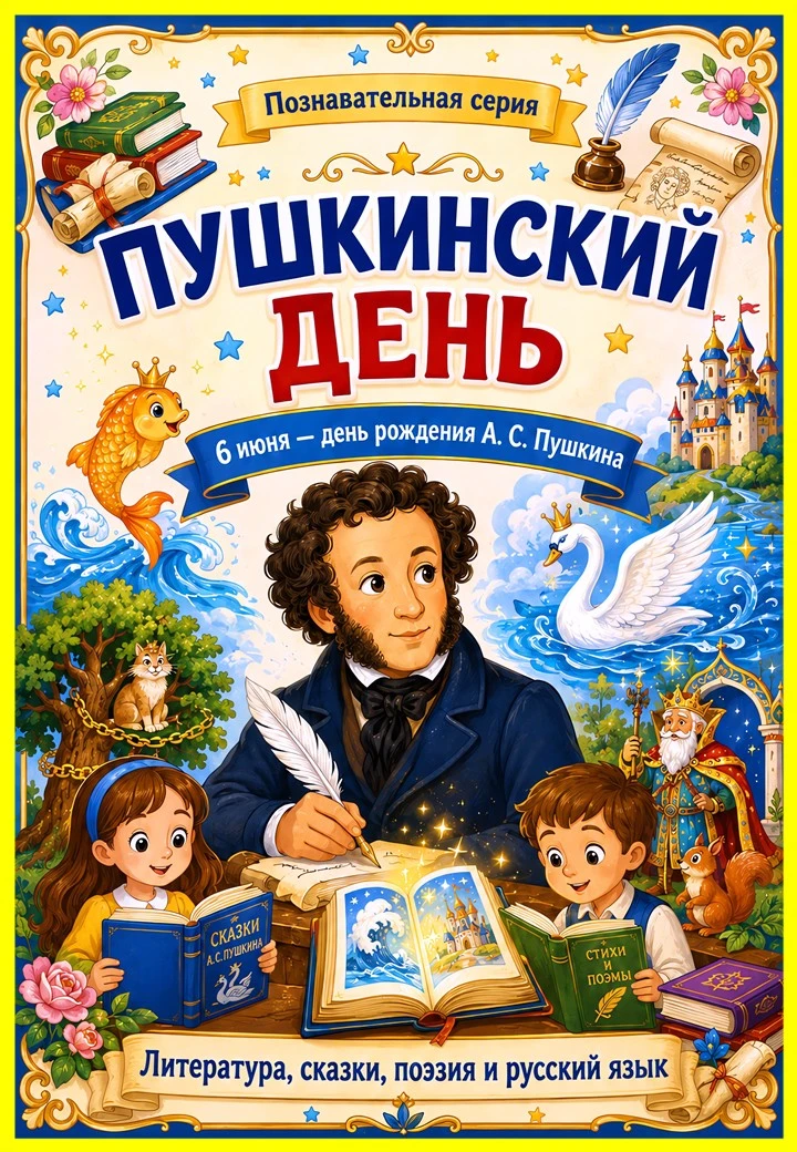 📚6 июня отмечается день рождения Александра Сергеевича Пушкина — великого русского поэта и сказочни