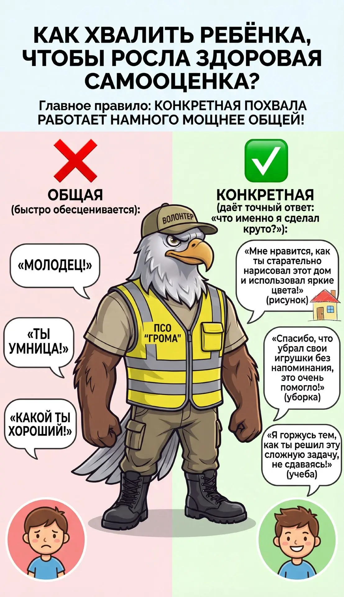 🌟 Как хвалить ребёнка, чтобы он рос с здоровой самооценкой?

Главное правило: конкретная похвала ра