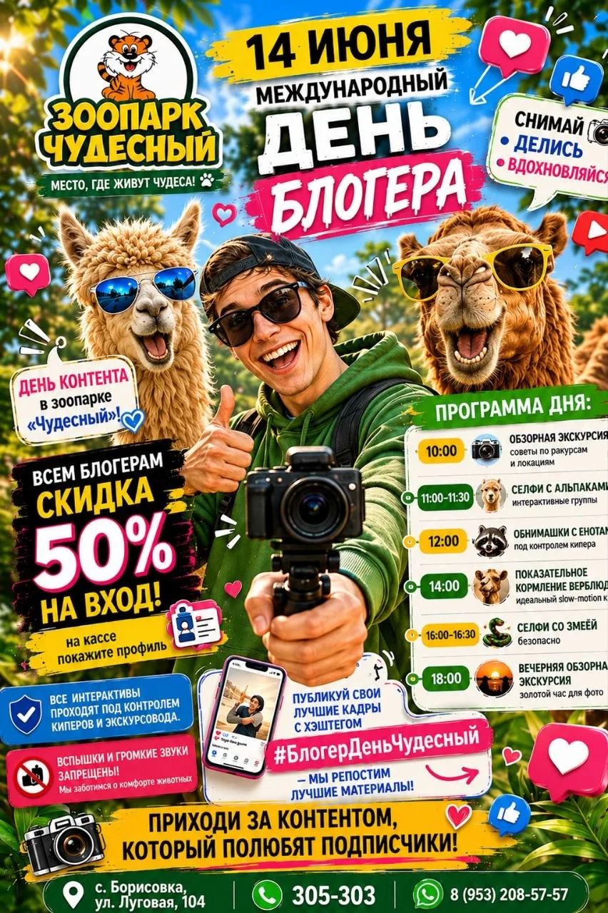 14 июня — международный день блогера. 

📱 СНИМАЙ. ДЕЛИСЬ. ВДОХНОВЛЯЙСЯ!

Для всех блогеров — скидка