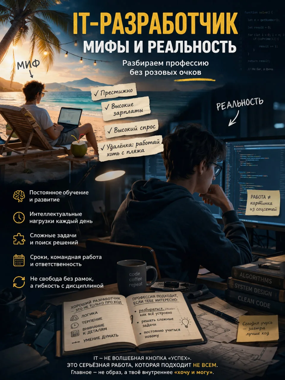 Все хотят в IT. Но не все хотят быть разработчиками на самом деле
Кажется, профессия IT-разработчика