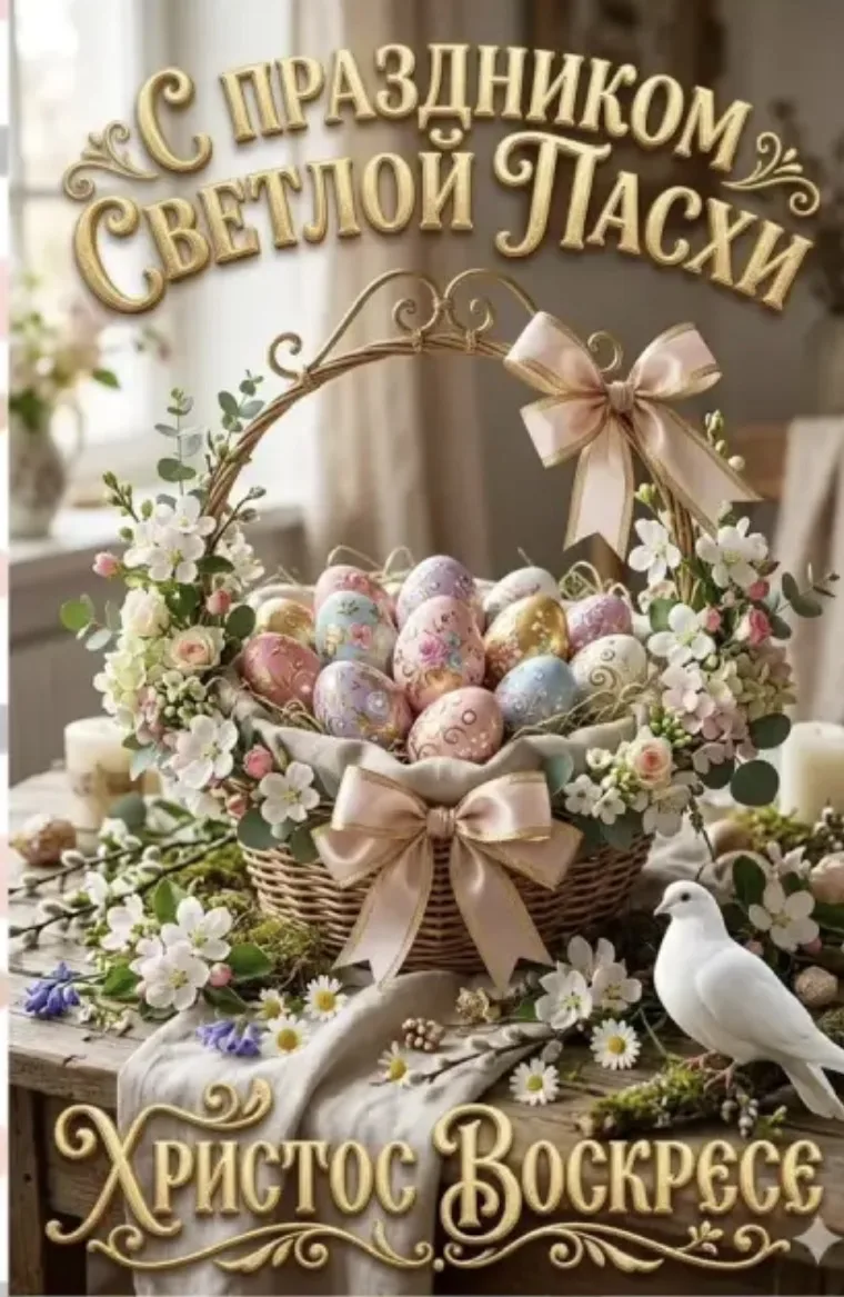 🌸Дорогие друзья!
🪺Поздравляем вас со Светлой Пасхой! 
🕊️Пусть этот святой день наполнит ваши серд
