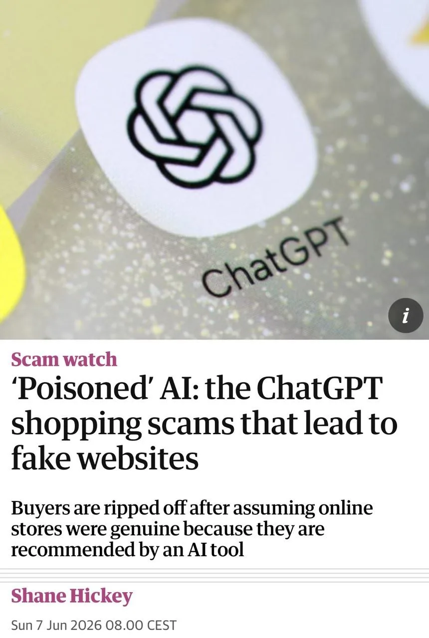 🤖 ChatGPT отправляет пользователей на фейковые сайты: как устроен новый ИИ-скам

Журналисты The Gua