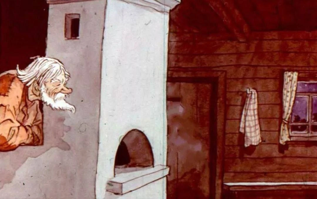 Деревня. Ночь. В избе старик укладывается на печке. Почти засыпает,
но сквозь дрему слышит, как вниз