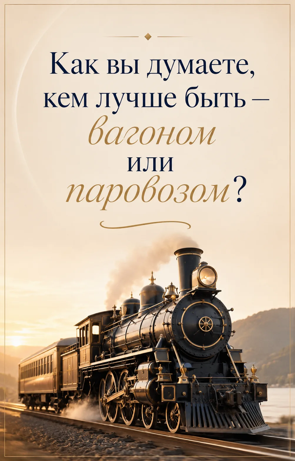 Начнём день с необычного вопроса:

Как вы думаете, вы - вагон или паровоз? 🚂

Недавно я задавал это