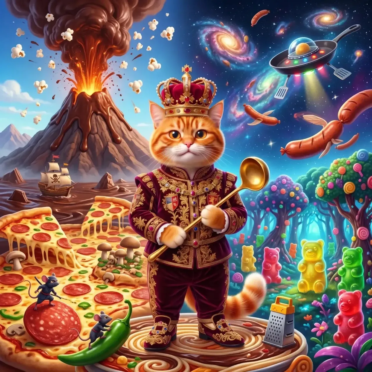👑 КВЕСТ КОРОЛЯ КОЛБАСА! 🏰🐱

Ура! Наш Шеф полностью укомплектован! 👑✨ 

Стильный образ готов, и м