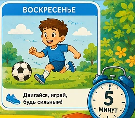 Воскресенье - день игр, спорта, конкурсов и эстафет.
Поиграйте во дворе, в летнем лагере!
Жду ваших 
