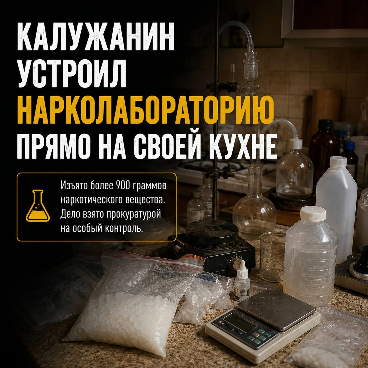 ⚡️Правоохранители пресекли деятельность подпольной нарколаборатории, оборудованной в квартире. Во вр