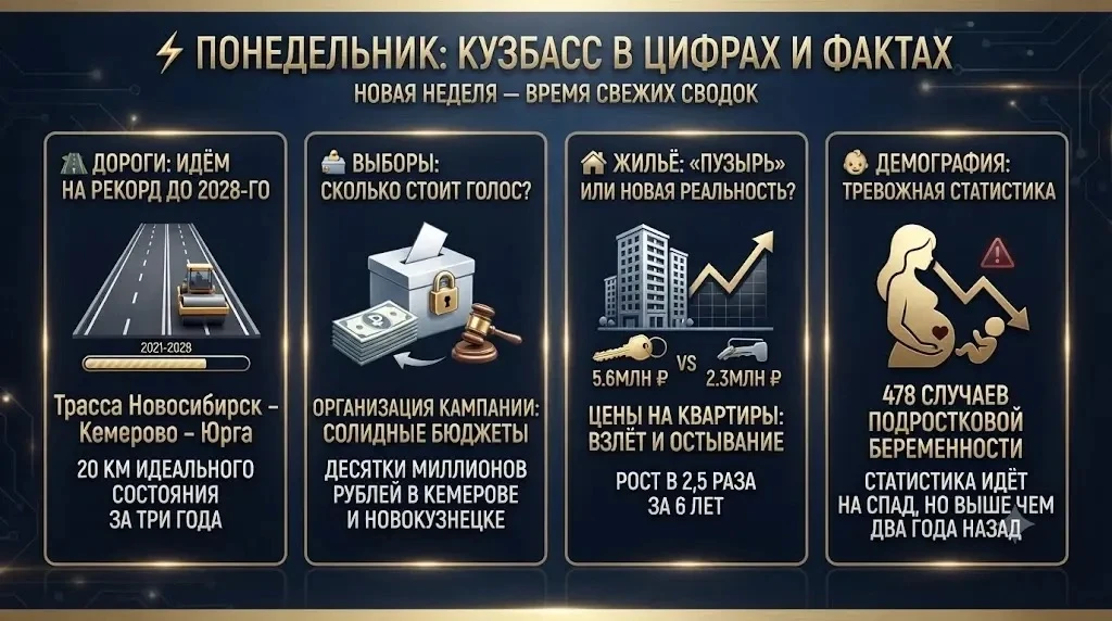 ⚡️ ПОНЕДЕЛЬНИК: Кузбасс в цифрах и фактах

Новая неделя — время актуальной информации. Собрали для в