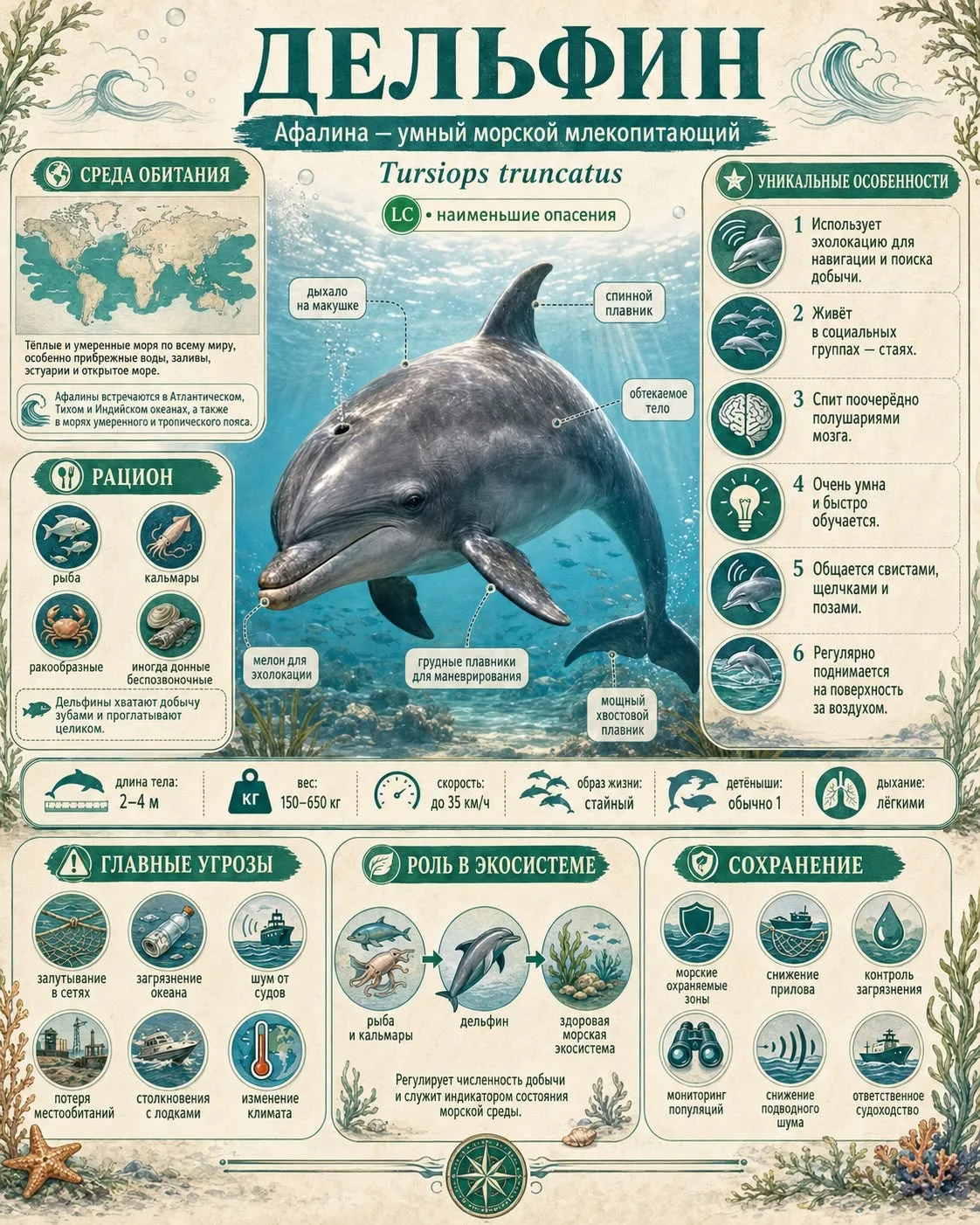 О дельфине 🐬
Представь, что ты нырнул в мутную воду и ничего не видишь. Как найти игрушку? 🤔

А де