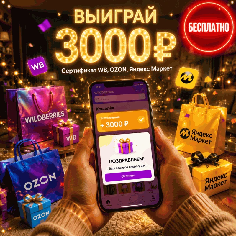 🎁 Дарим сертификат на 3000 руб Ozon, WB, Яндекс.Маркет

Приз на выбор победителя точно порадует каж