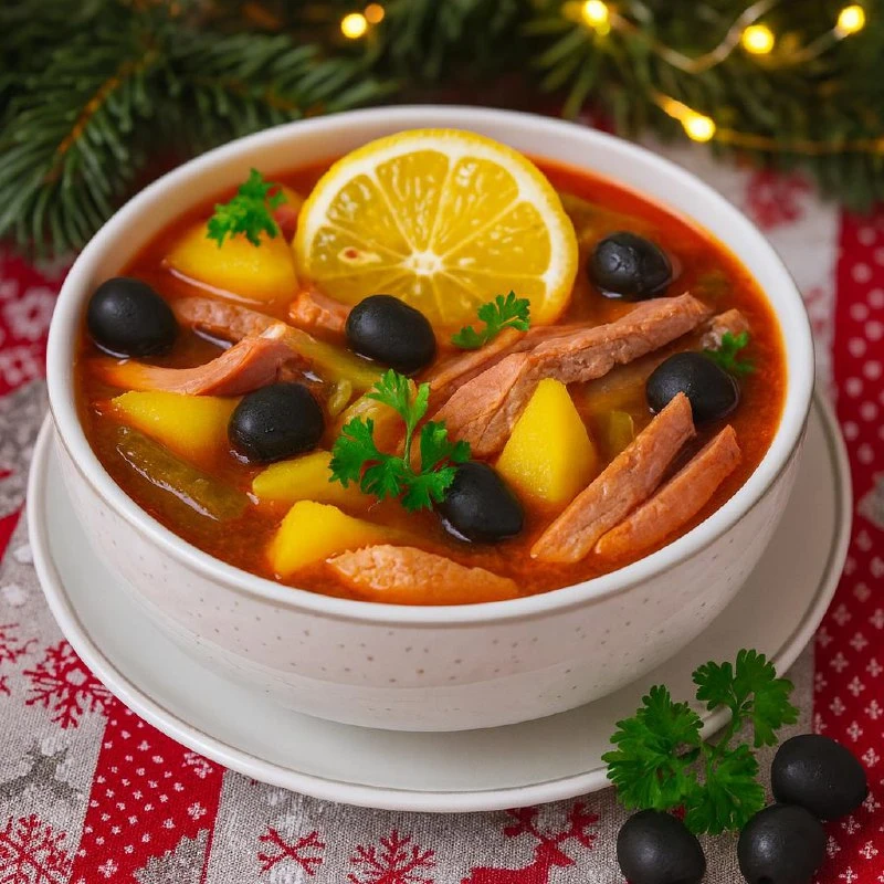СОЛЯНКА СБОРНАЯ МЯСНАЯ С КАРТОШКОЙ

ИНГРЕДИЕНТЫ (на 5 порций):

МЯСО И БУЛЬОН:
✅ Говядина — 200 г
✅ 