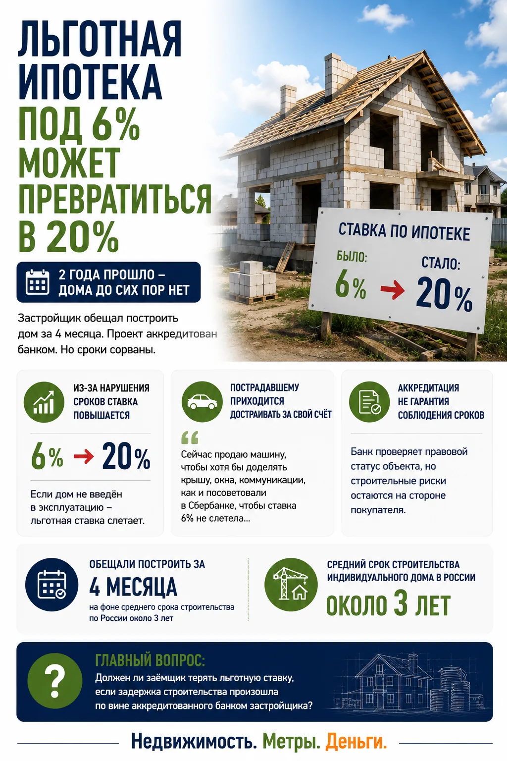ЛЬГОТНАЯ ИПОТЕКА ПОД 6% МОЖЕТ ПРЕВРАТИТЬСЯ В 20%
 
Покупатель оформил льготную ипотеку под 6% и по р