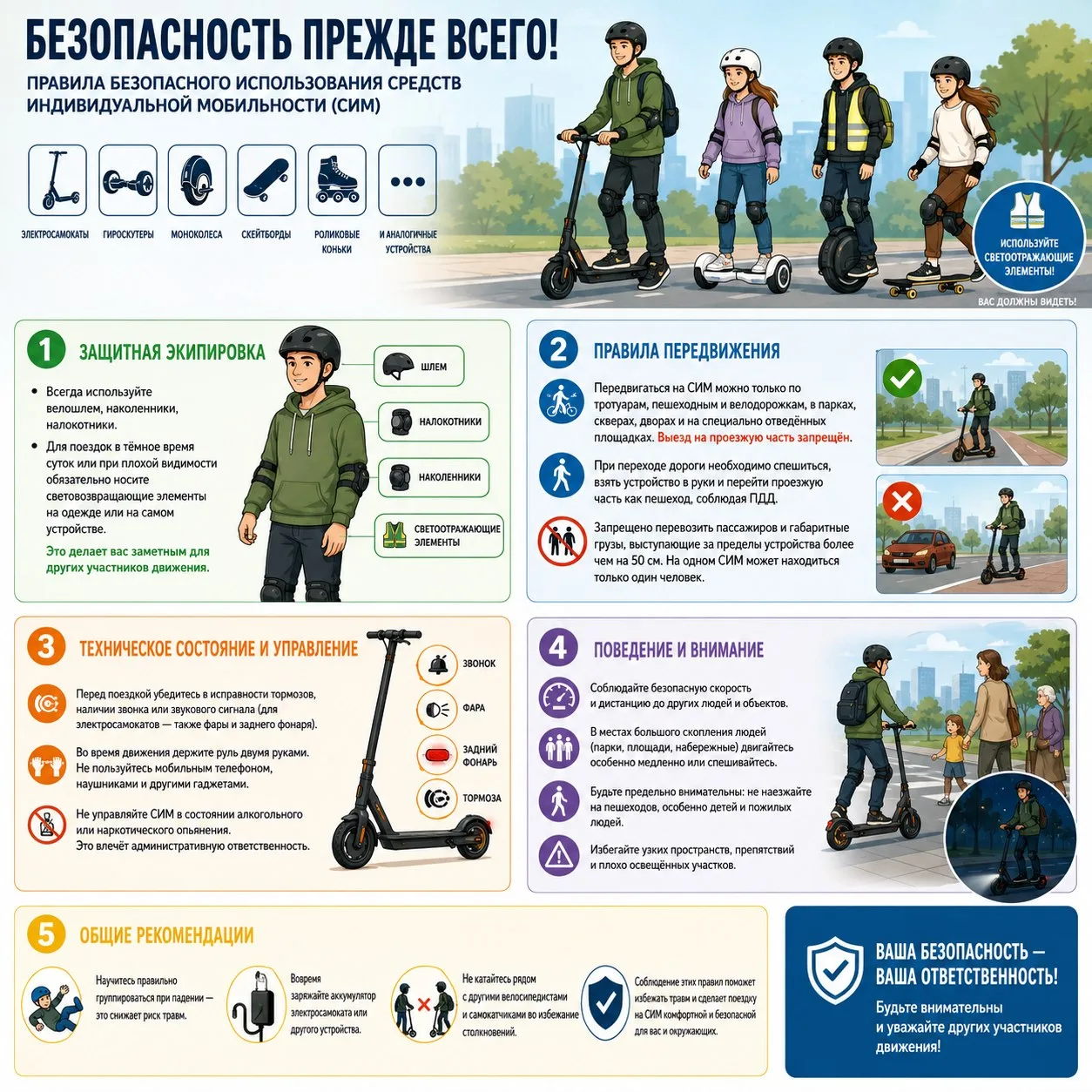 ❗️Правила использования средств индивидуальной мобильности!🚦🛴
