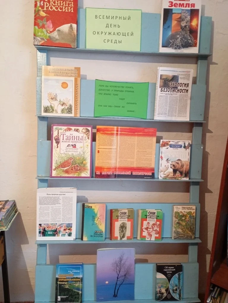 В библиотеке с. Тугур посетителям предоставлена книжная выставка "Всемирный день окружающей среды" о