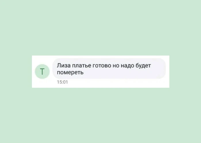 Не надо :)

P. S. Правильно — «померить» или «примерить». И ещё запятых после слов «Лиза» и «готово»