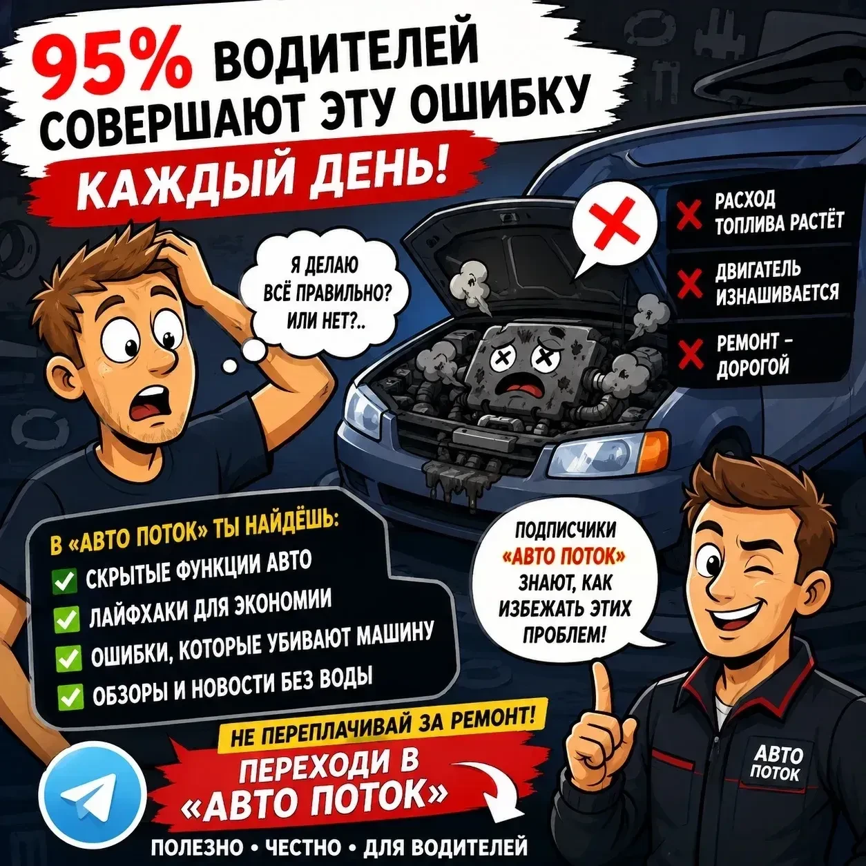 ❗️❗️95% водителей совершают эту ошибку каждый день и даже не подозревают об этом❗️❗️

Из-за неё двиг